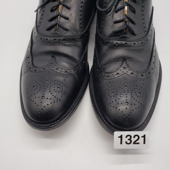 Barneys New York Shoes Men US 10 Black Wingtip Brogue Oxford Made Italy Lace Up - Picture 11 of 12